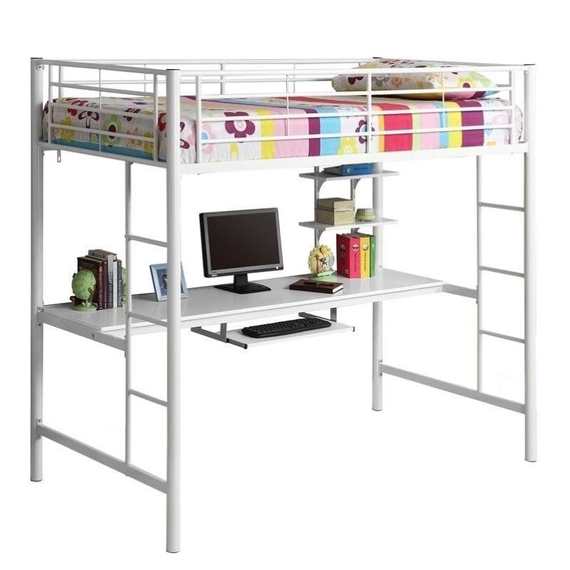 Metal Workstation Desk Twin Loft Bunk, White Loft Bunk Bed With Desk