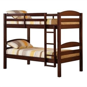 walker edison twin over twin wood bunk bed in espresso