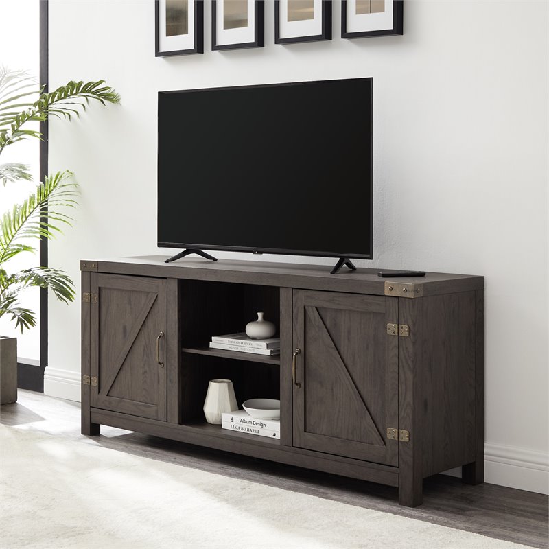 Barn door tv stand black top