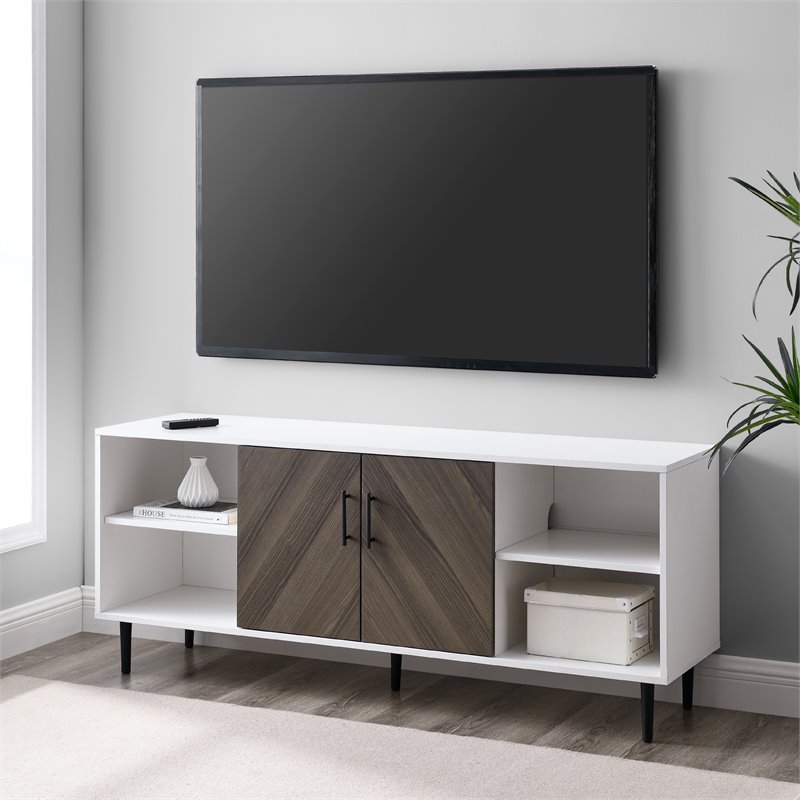 Faux-Bookmatch 2-Door TV Stand for TVs up to 65
