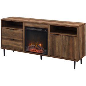 roth modern storage fireplace tv console in rustic oak