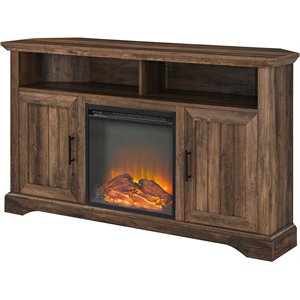coastal grooved door fireplace corner tv stand for tvs up to 60
