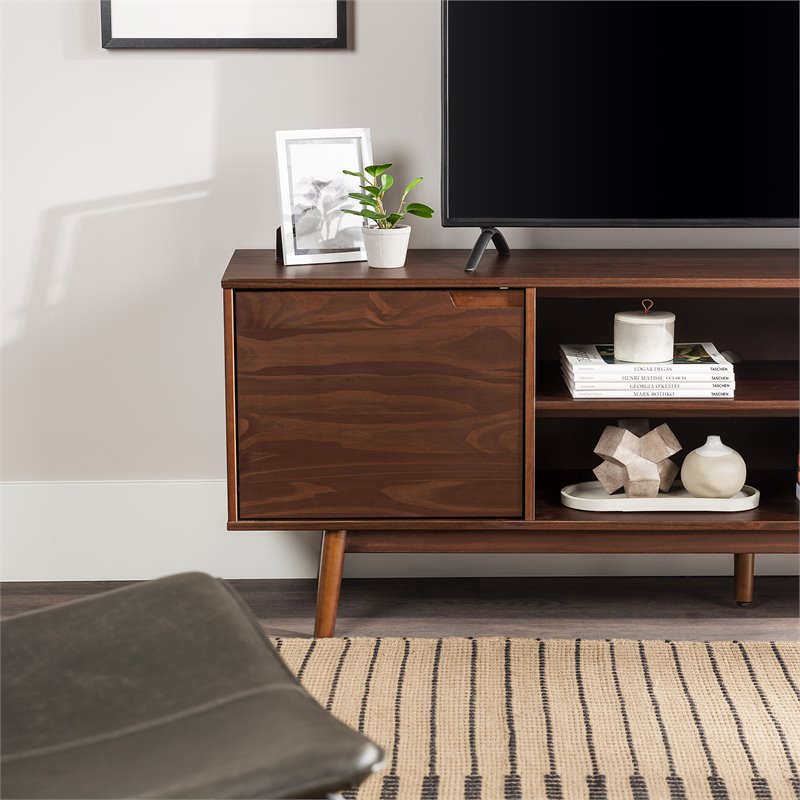 Walker Edison Adair Modern Solid Pine Wood TV Stand for TVs up to 70
