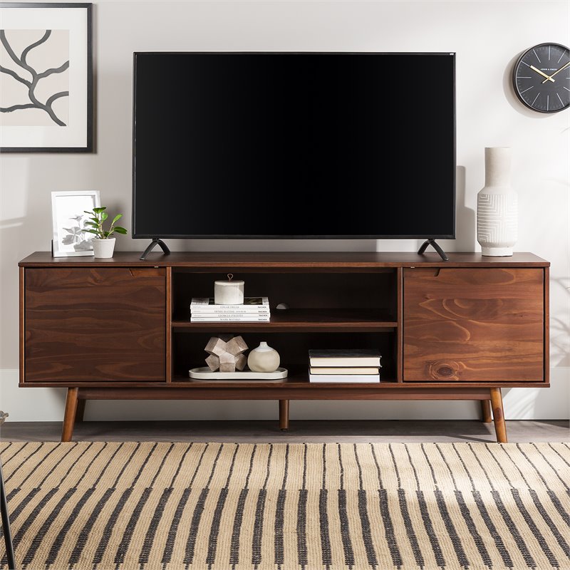 Walker Edison Adair Modern Solid Pine Wood TV Stand for TVs up to 70