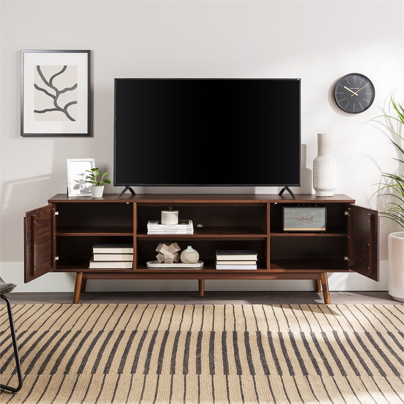 Walker Edison Adair Modern Solid Pine Wood TV Stand for TVs up to 70