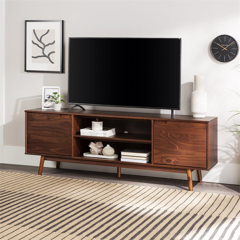 Walker Edison Adair Modern Solid Pine Wood TV Stand for TVs up to 70