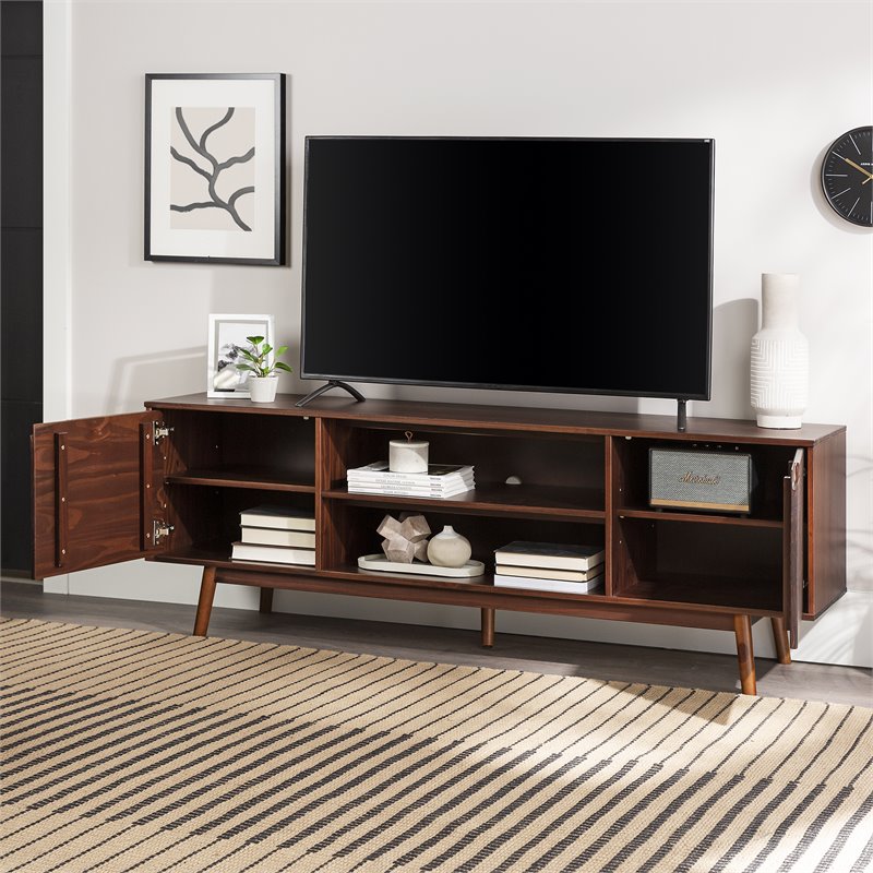 Walker Edison Adair Modern Solid Pine Wood TV Stand for TVs up to 70