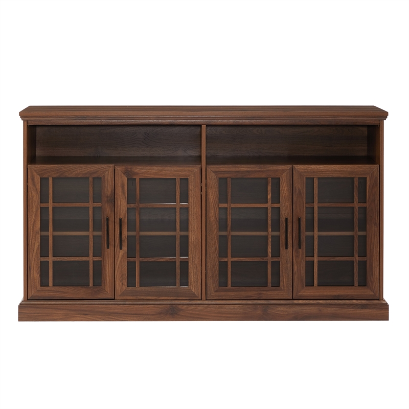Walker Edison Hazel Classic Glass Wood TV Stand for TVs up to 65