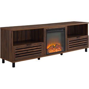 modern pull-down slat-door fireplace tv stand for tvs up to 80