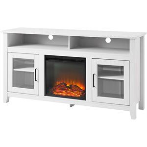 farmhouse glass door fireplace tv stand for tvs up to 65