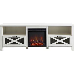farmhouse drop door electric fireplace tv stand for tvs upto 80