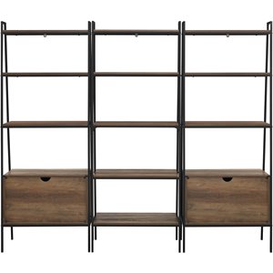 3-piece ladder bookcase and cabinet set in rustic oak