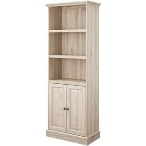 classic beveled door hutch bookcase with 2-fixed shelves in birch