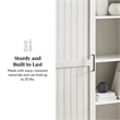 Modern Farmhouse Grooved Sliding Door Tall Storage Cabinet in Brushed White