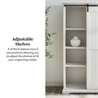 Modern Farmhouse Grooved Sliding Door Tall Storage Cabinet in Brushed White