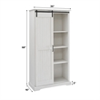 Modern Farmhouse Grooved Sliding Door Tall Storage Cabinet in Brushed White