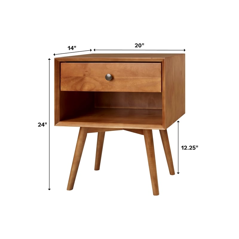 Mid Century Modern 1-Drawer Bedroom Nightstand in Black