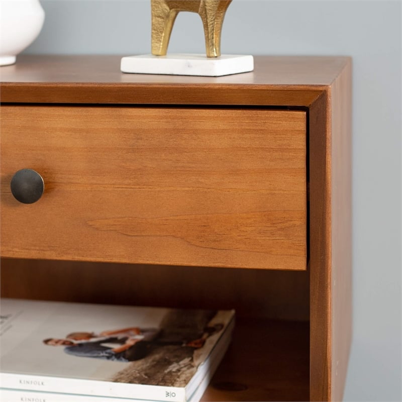 Mid Century Modern 1-Drawer Bedroom Nightstand in Black