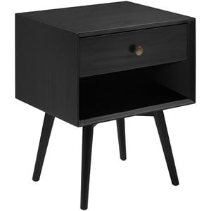 mid century modern 1-drawer bedroom nightstand in black