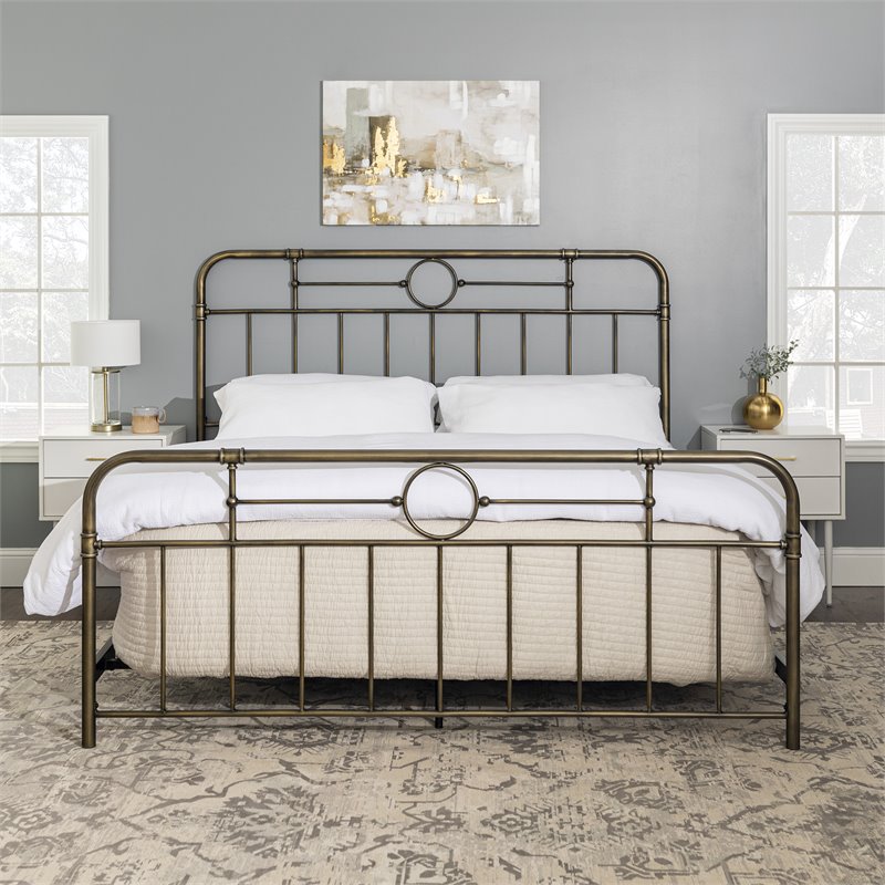 Antiqua Metal Pipe King Size Bed in Bronze