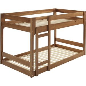 winslow solid wood jr twin over twin mod bunk bed in caramel