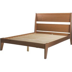 malyn queen solid wood modern platform bed in caramel