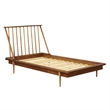 Walker Edison Spindle Mid-Century Solid Pine Wood Twin-Sized Bed Frame - Caramel