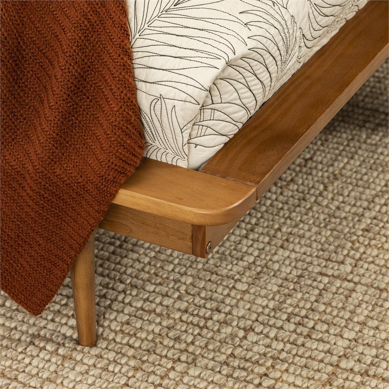 Walker Edison Spindle Modern Solid Pine Wood Platform Bed Frame in Caramel