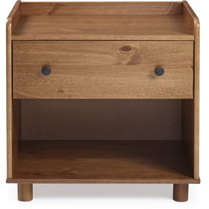 morgan 1-drawer tray top solid wood bedroom nightstand in caramel