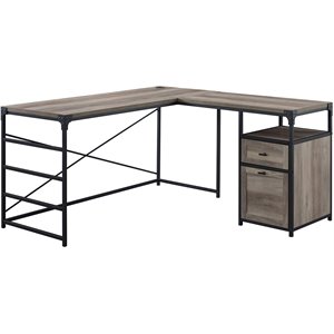 angle iron l-shaped computer desk with storage in gray wash