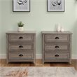 Odette 3 Drawer Framed Bedroom Nightstand Set in Gray Wash