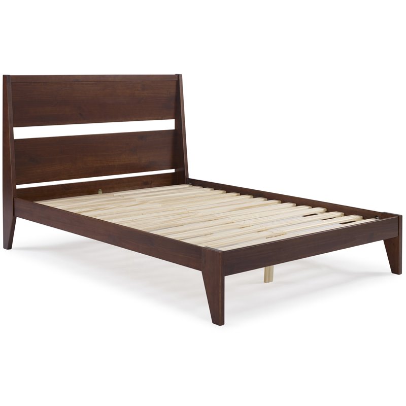 Malyn Queen Solid Wood Modern Platform Bed in Walnut | Cymax Business