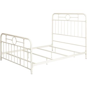 antiqua metal pipe queen size bed in antique white