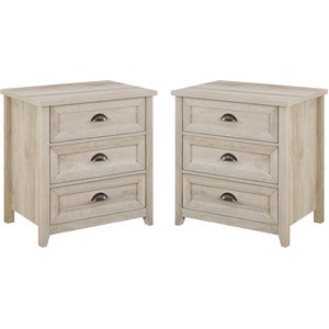 odette 3 drawer framed bedroom nightstand set in white oak