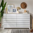 Modern Grooved Panel 6-Drawer Wood Bedroom Dresser in White