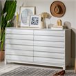 Modern Grooved Panel 6-Drawer Wood Bedroom Dresser in White