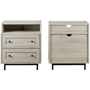 2-drawer bedroom nightstand with usb in birch (set of 2)