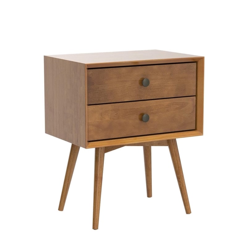 Walker Edison 2-Piece Solid Pine Wood Bedroom Nightstand Set in Caramel