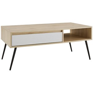 contemporary two-tone design fluted drawer coffee table in birch