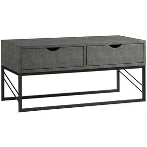 modern glam 2-drawer faux shagreen coffee table in gray