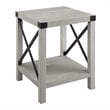 Metal X-Shaped Frame Rustic Wood End Table in Stone Gray