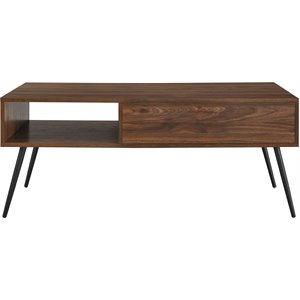 contemporary two-tone design fluted drawer coffee table in dark walnut
