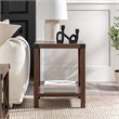 Metal X-Shaped Fram Rustic Wood End Table in Dark Walnut