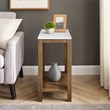 Narrow A Frame End Table in Faux White Marble/Natural Walnut