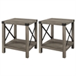 Farmhouse Metal-X End Tables with Lower Shelf in Gray Wash (Set of 2)
