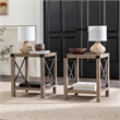 Farmhouse Metal-X End Tables with Lower Shelf in Gray Wash (Set of 2)