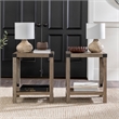 Farmhouse Metal-X End Tables with Lower Shelf in Gray Wash (Set of 2)