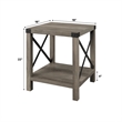 Farmhouse Metal-X End Tables with Lower Shelf in Gray Wash (Set of 2)