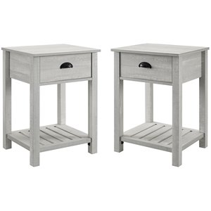 country farmhouse single drawer end table set in stone gray