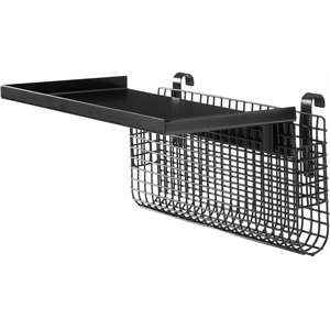 universal metal bunk bed hanging storage shelf in black/mesh